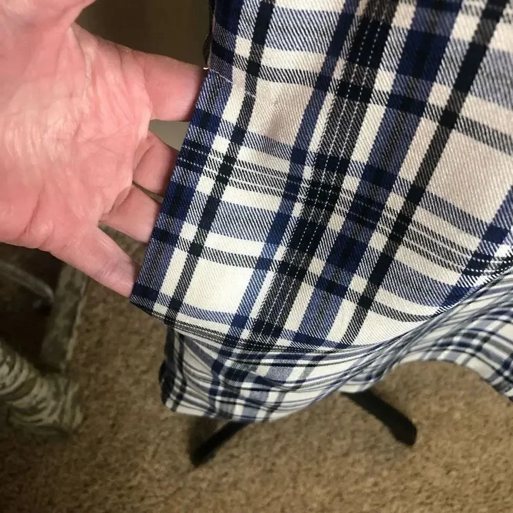 Madewell White, Navy, and Black Plaid Light Academia Shift Dress Size XS